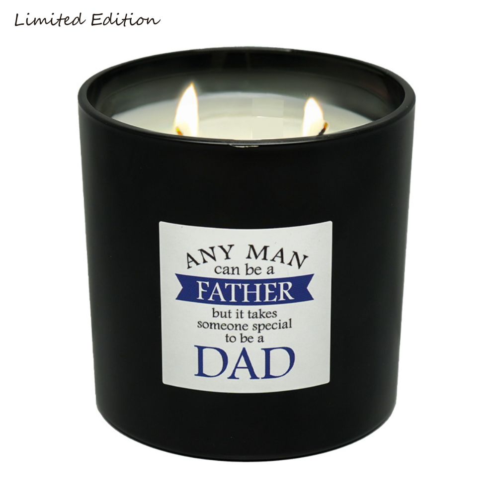 Father's Day Candle. Any man can be a father, but Dads are special. Lit candle view