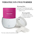 Versatile 3-in-1 wax warmer with candle and wax melt warming dish on a white background.