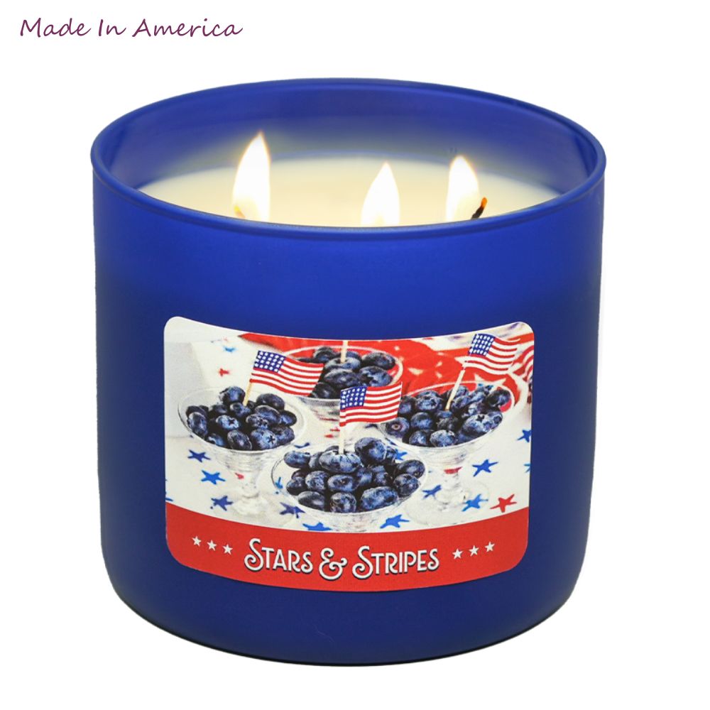 Stars & Stripes Candle, Wicks burning view
