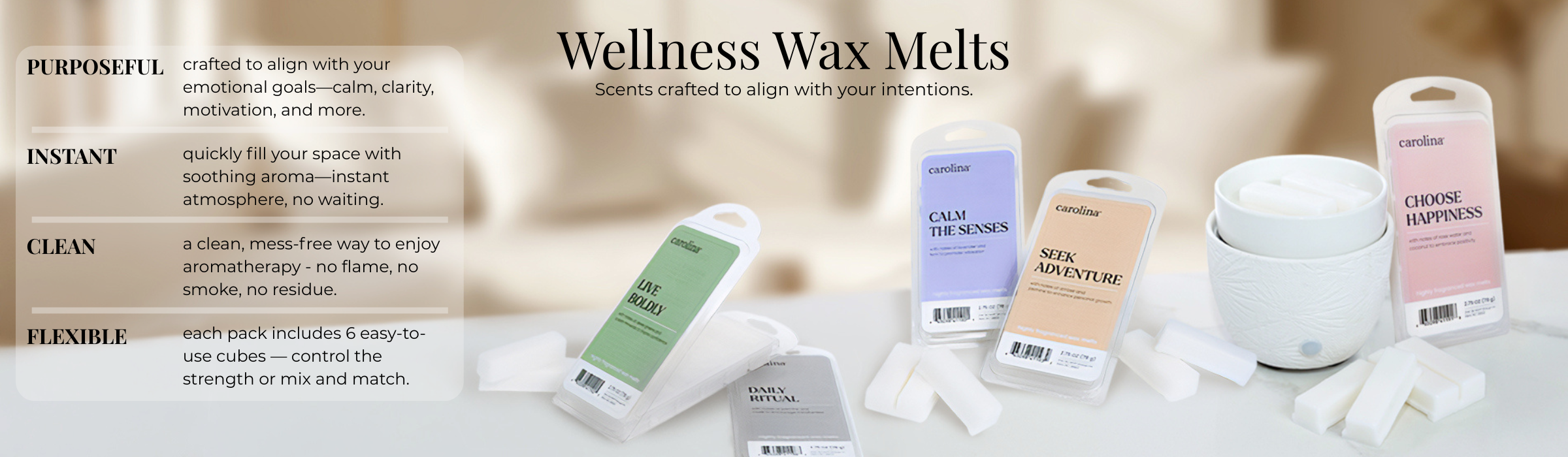collection banner for wellness wax melts