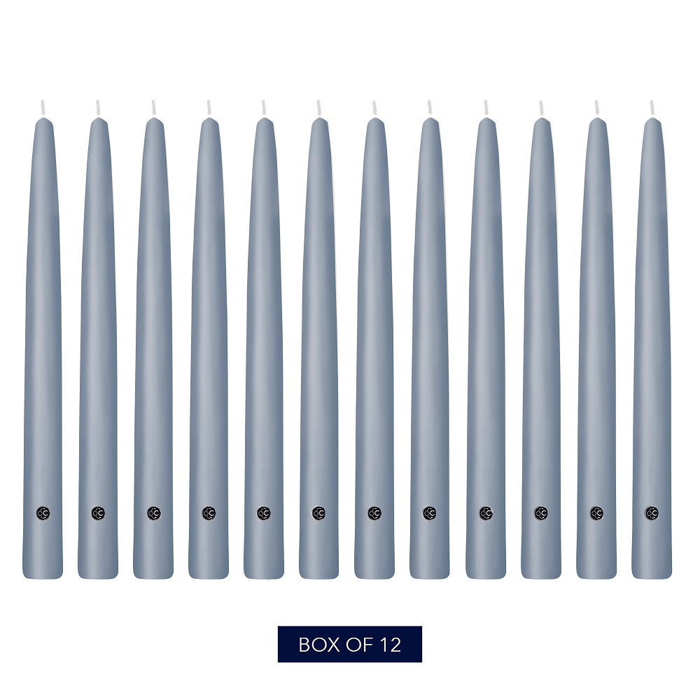 Wedgewood colored Handipt™ Taper candles, 10 inch in size, 12 pack