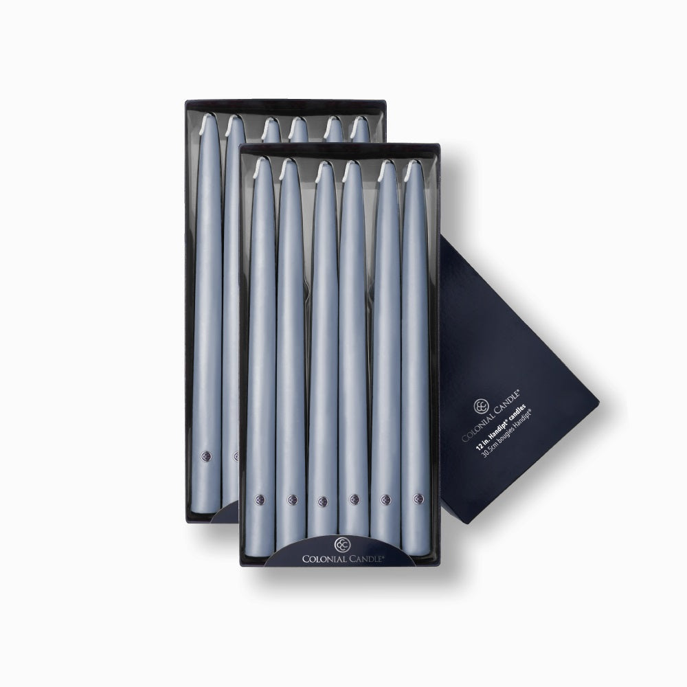 12 inch Wedgewood colored Handipt Taper candles, 12 pack