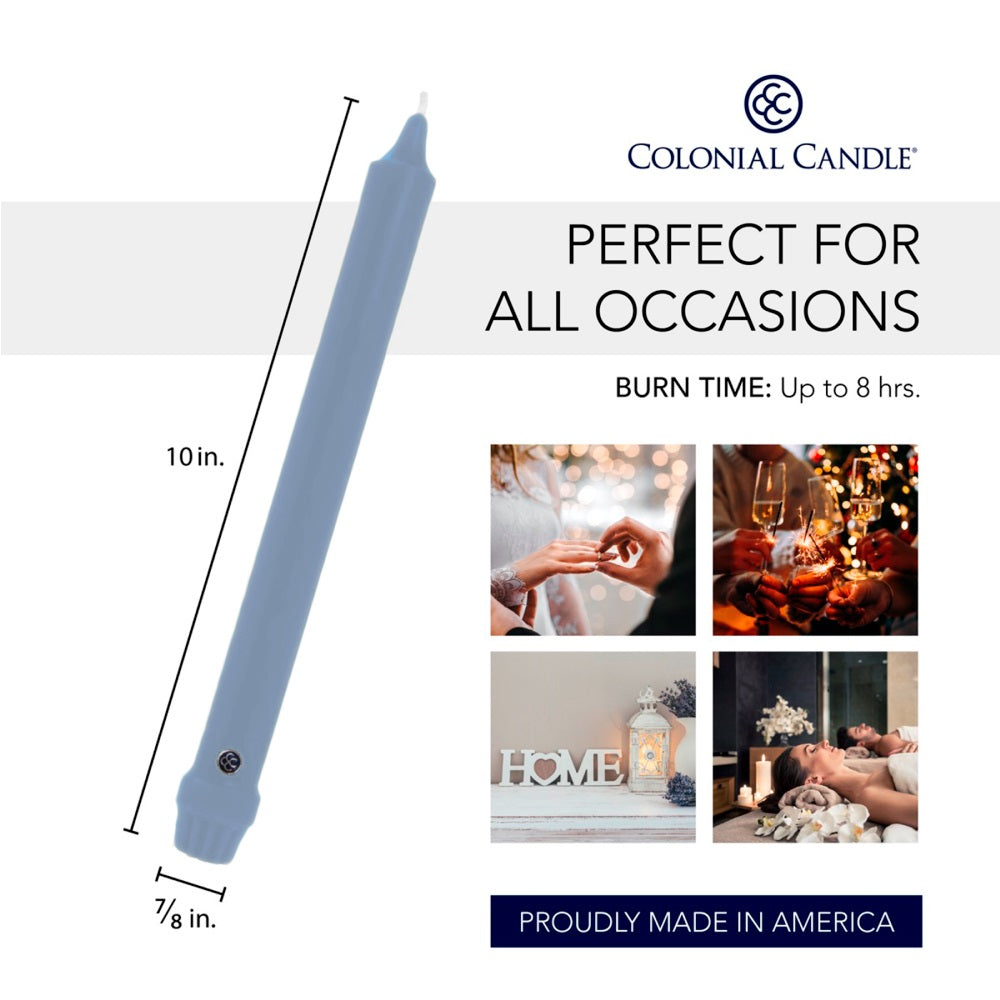 10 inch Wedgewood colored Classic Dinner candles, Specifications