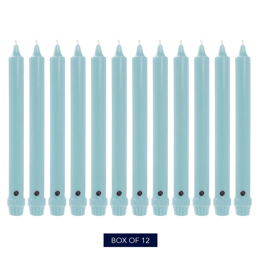 10 inch Coastal Blue colored Classic Dinner candles, 12 pack