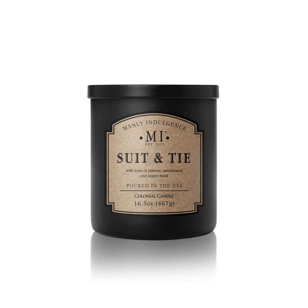 Manly Indulgence Scented Jar Candle, Classic Collection - Suit & Tie, 16.5 oz - Single - Colonial Candle