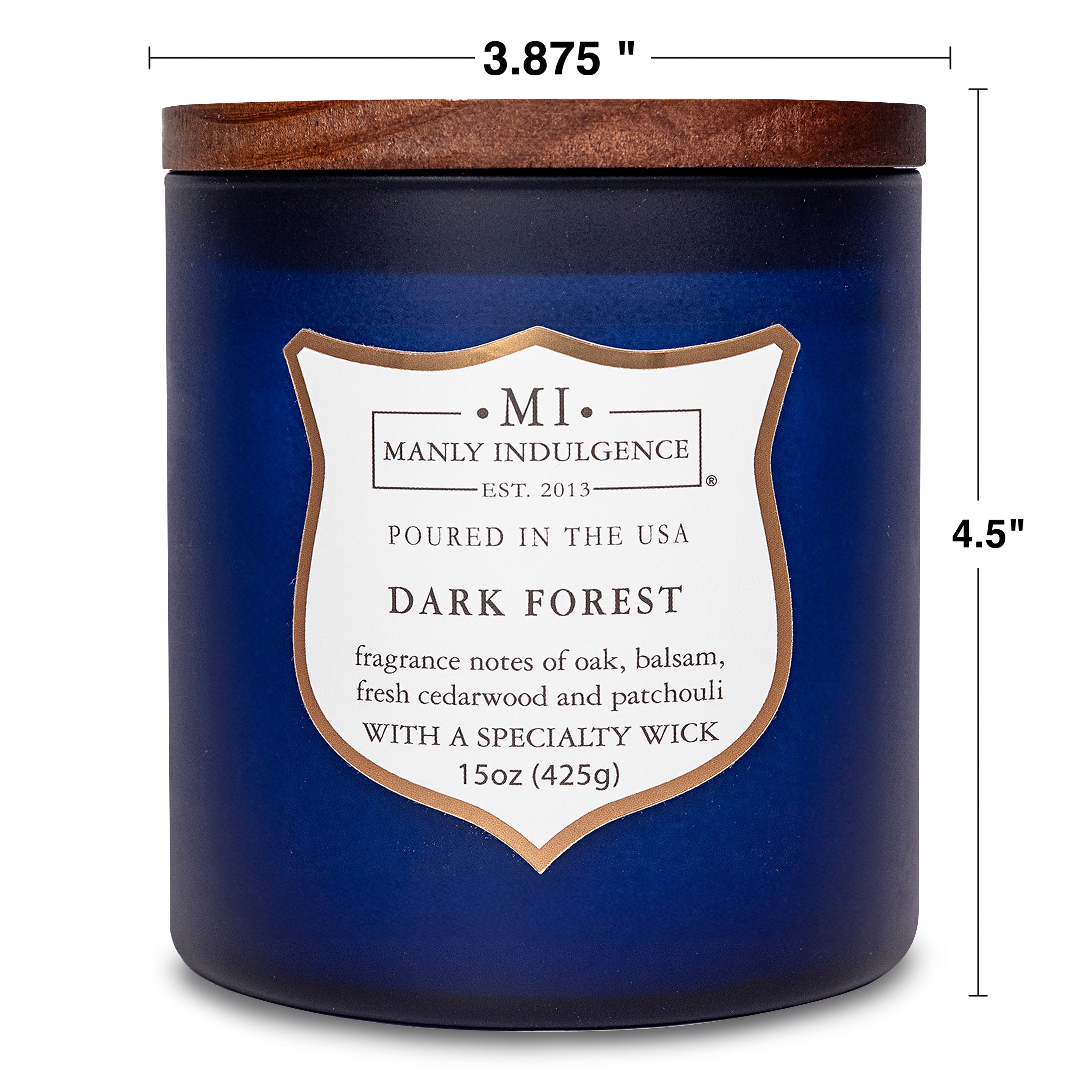 Manly Indulgence Scented Jar Candle, Signature Collection - Dark Forest, 15 oz - Wood wick