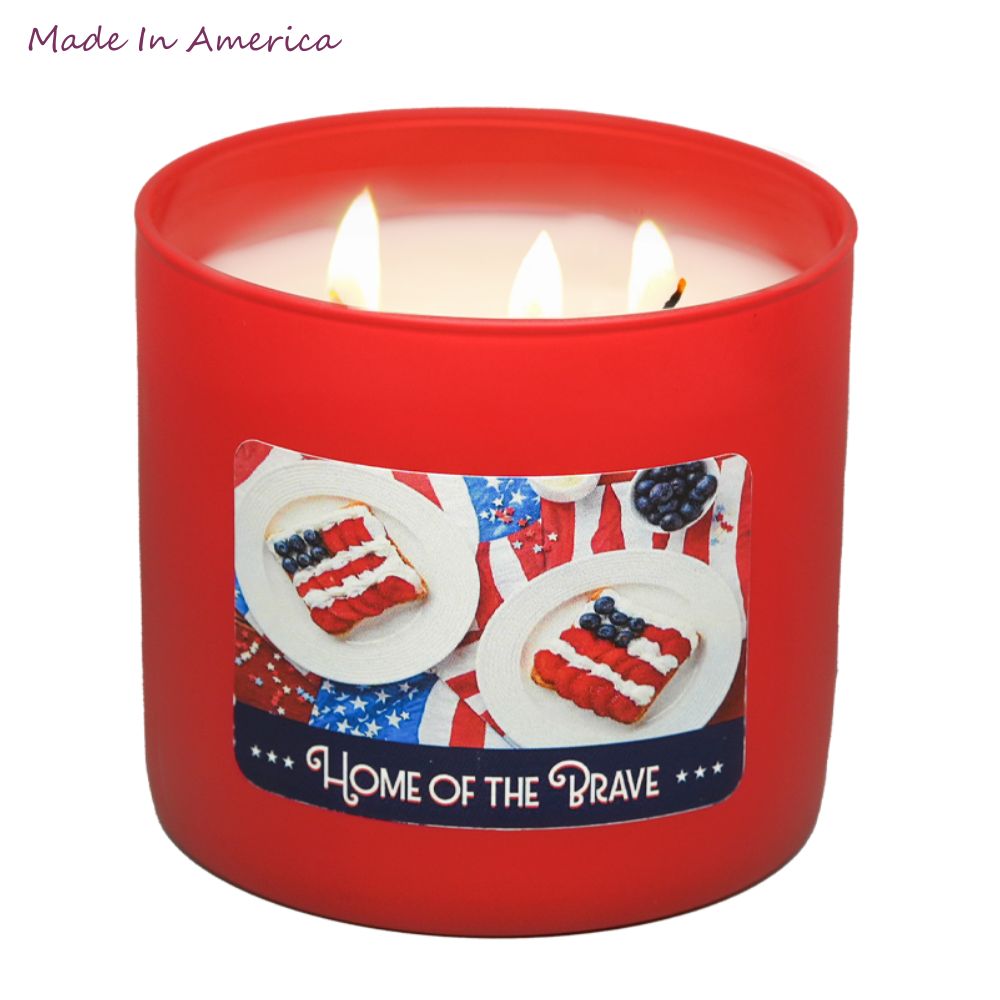 Home of the Brave Candle, Wicks burning view