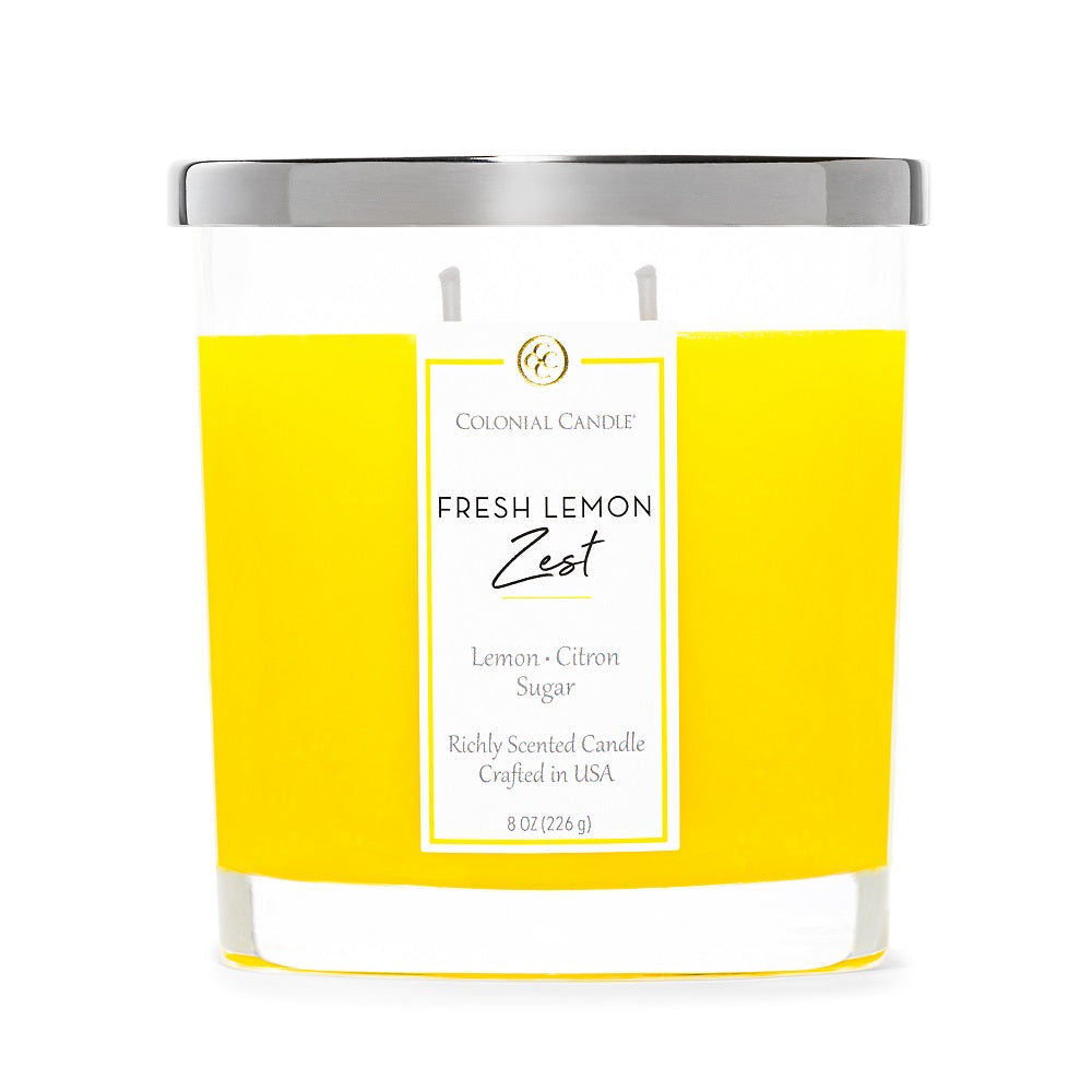 Fresh Lemon Zest Scented Oval Jar Candle, 2-Wick, 8 oz – Colonial