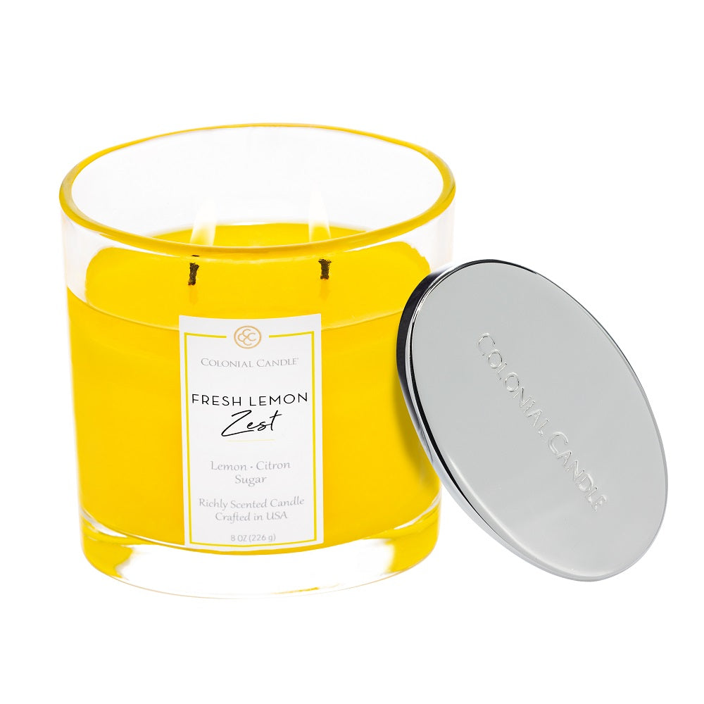 Fresh Lemon Zest Scented Oval Jar Candle, 2-Wick, 8 oz – Colonial
