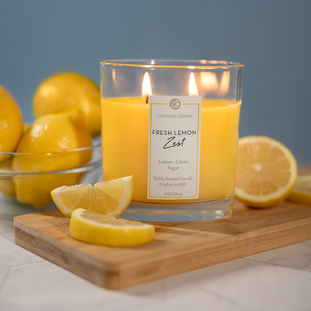 Fresh Lemon Zest Scented Oval Jar Candle, 2-Wick, 8 oz – Colonial