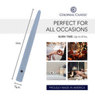 Wedgewood colored Handipt™ Taper candles, 10 inch in size, Specifications