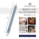 8 inch Wedgewood colored Classic Dinner candles, Specifications