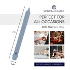 Wedgewood colored Classic 12 inch Dinner candles, Specifications