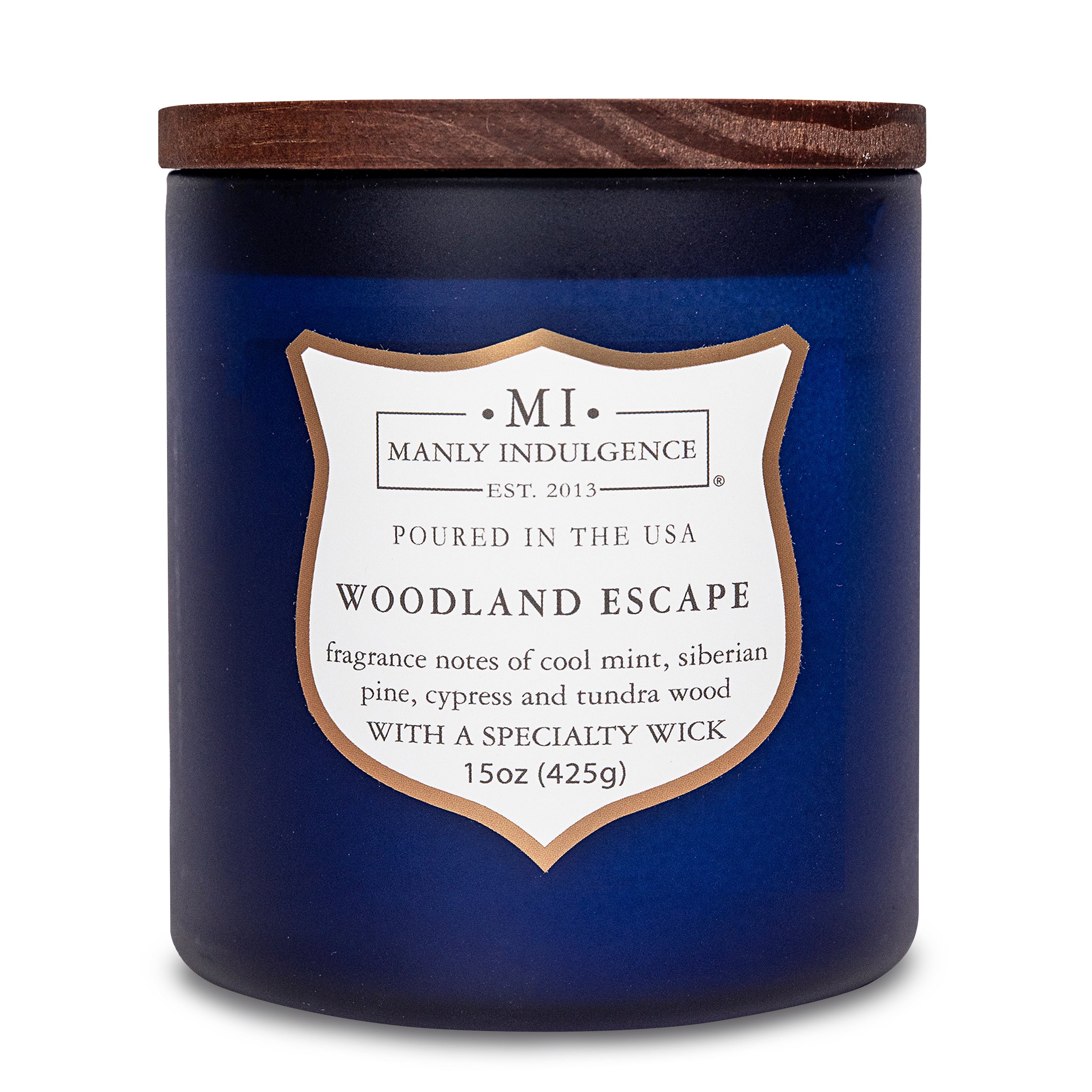 Manly Indulgence Scented Jar Candle, Signature Collection - Woodland Escape, 15 oz - Wood wick