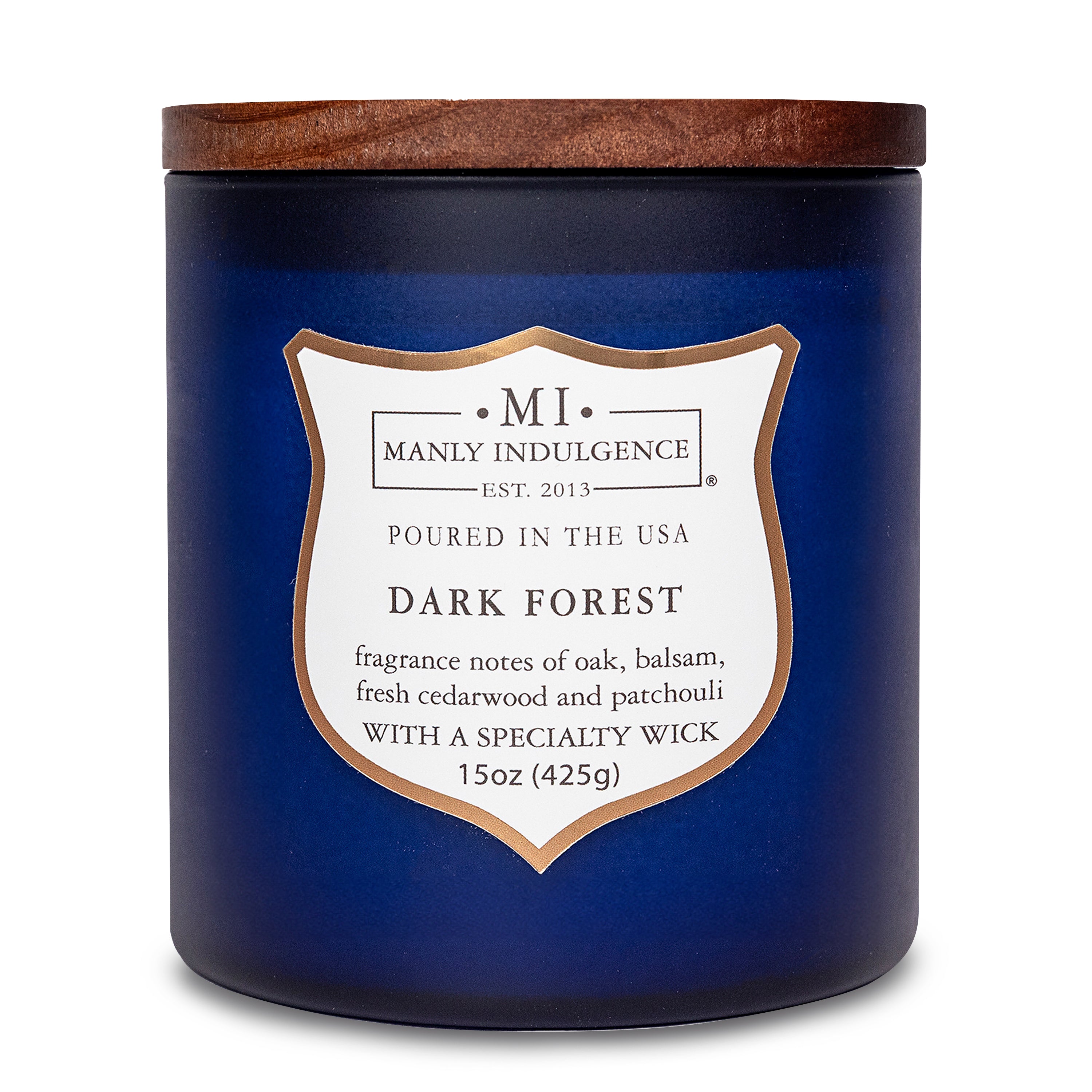 Manly Indulgence Scented Jar Candle, Signature Collection - Dark Forest, 15 oz - Wood wick