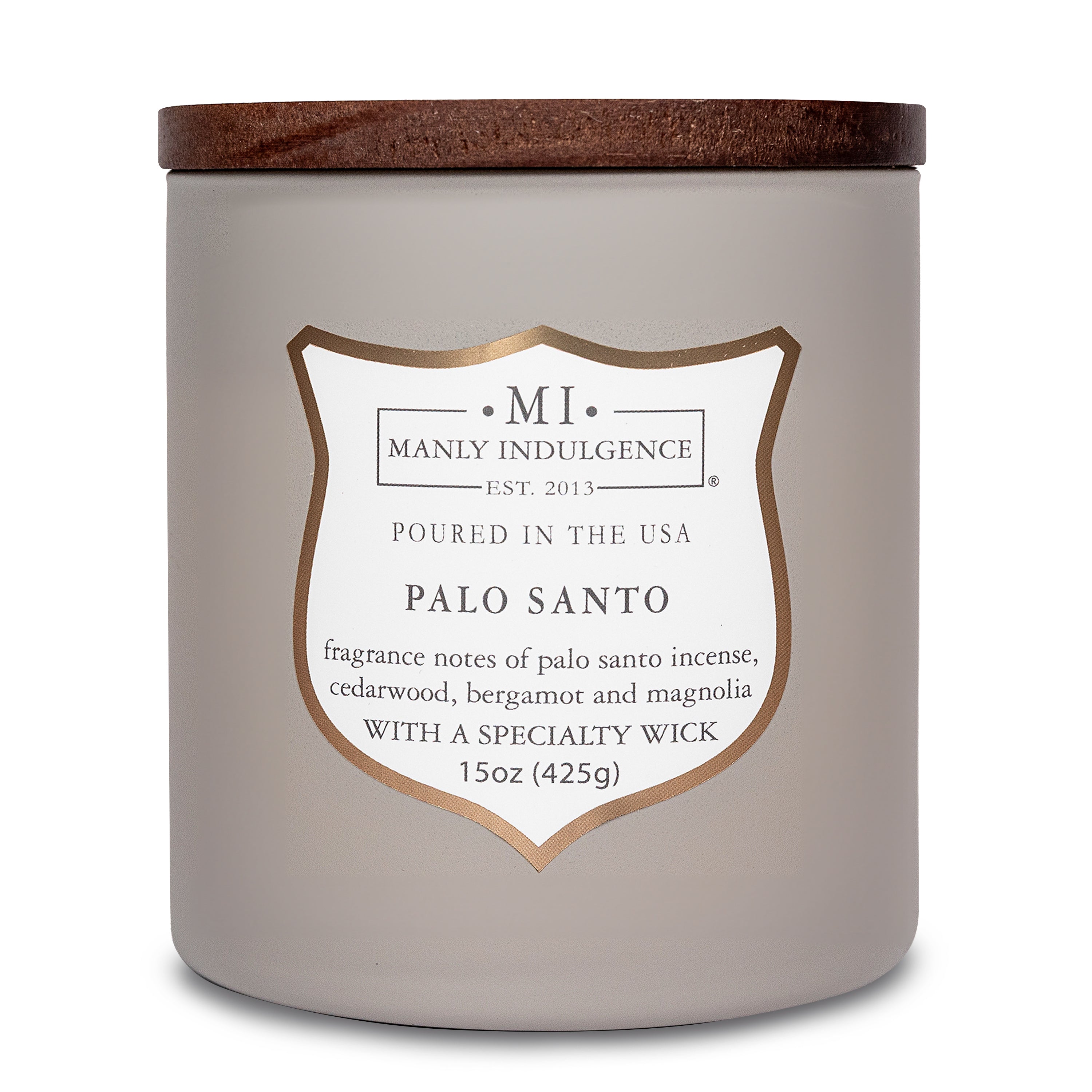 Manly Indulgence Scented Jar Candle, Signature Collection - Palo Santo, 15 oz - Wood wick