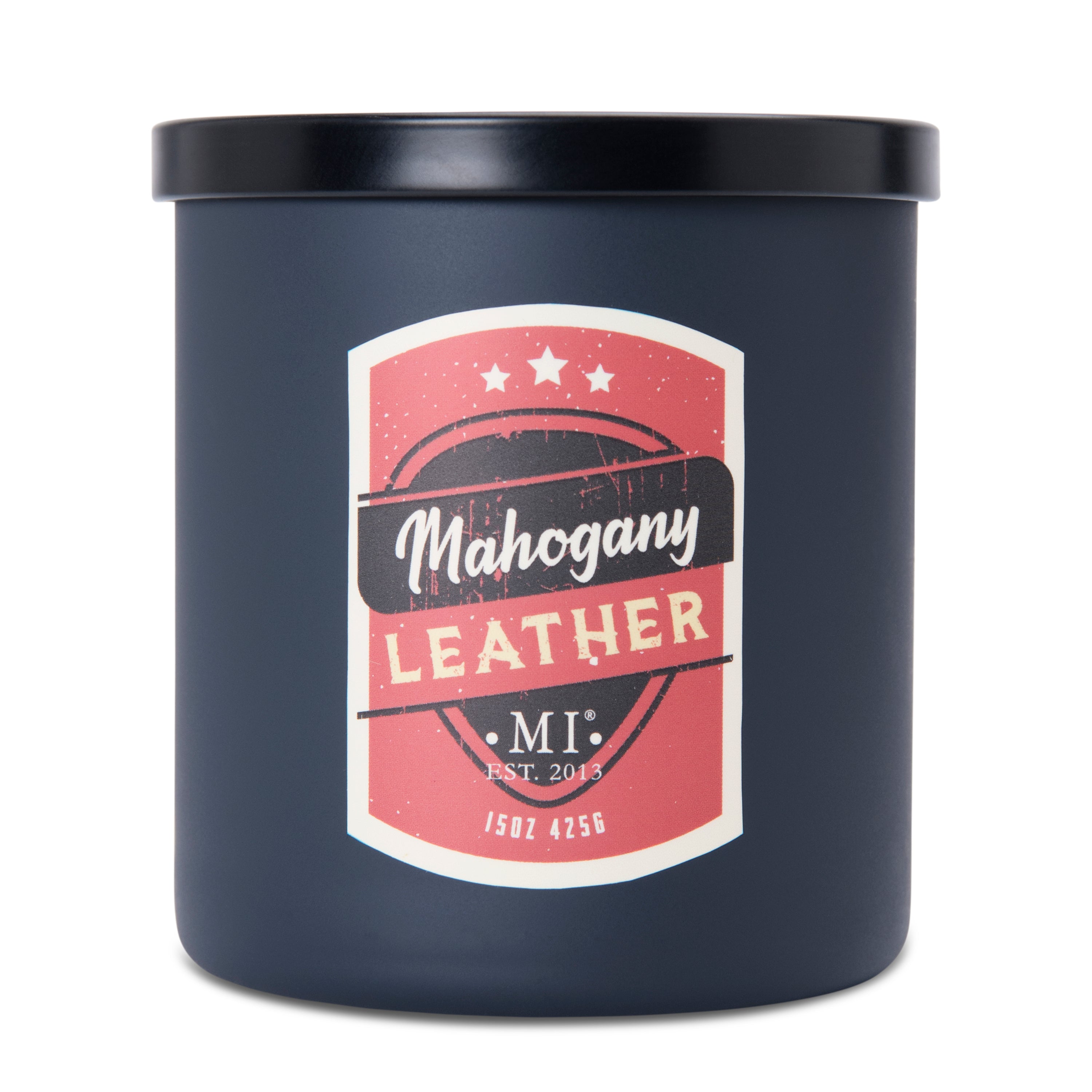 Manly Indulgence Scented Jar Candle, All American, Mahogany Leather, 15 oz, Single - Colonial Candle