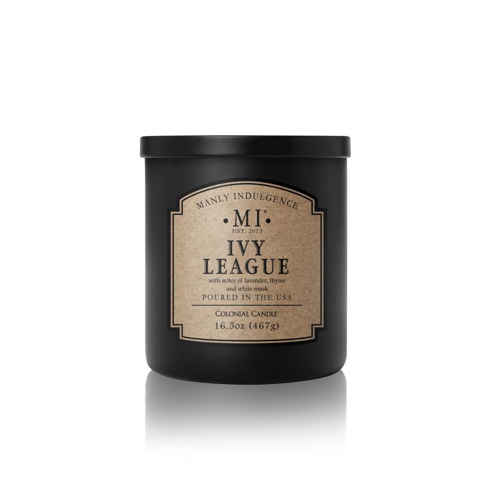 Manly Indulgence Scented Jar Candle, Classic Collection - Ivy League, 16.5 oz - Single - Colonial Candle