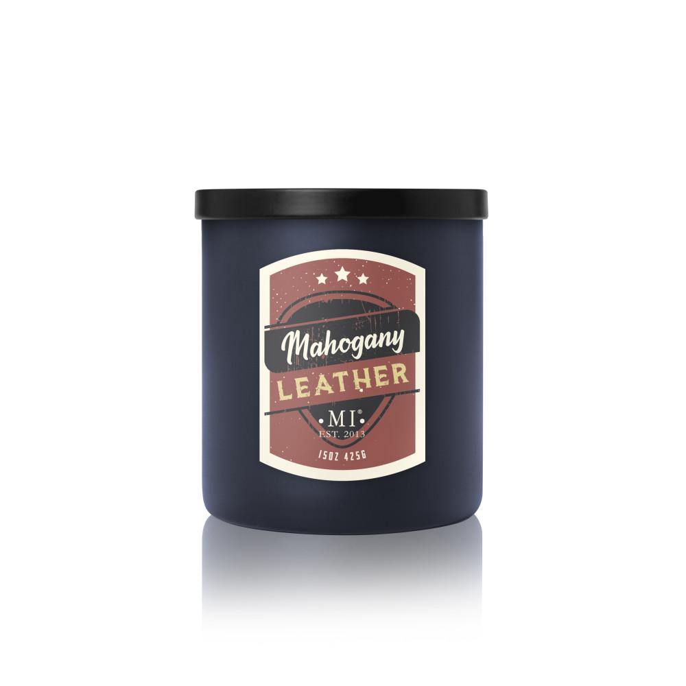 Manly Indulgence Scented Jar Candle, All American, Mahogany Leather, 15 oz, Single - Colonial Candle